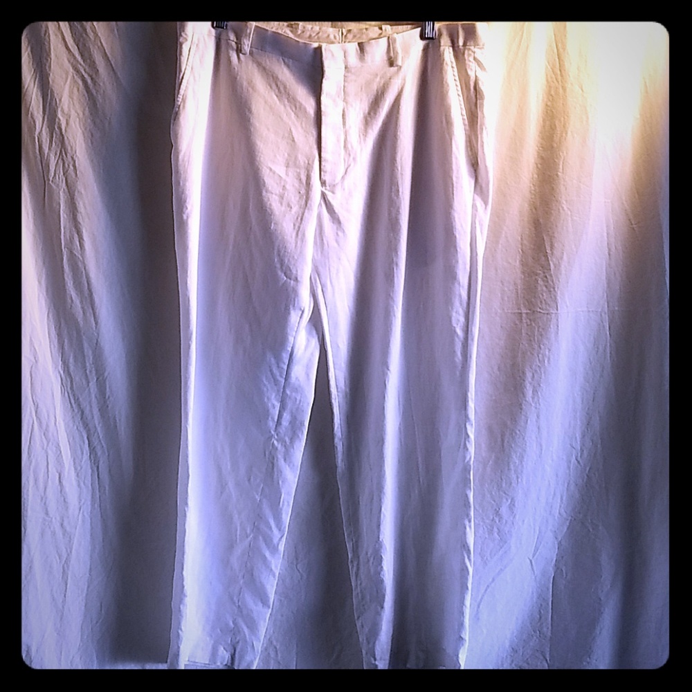 Men's white linen pants with free scarf!